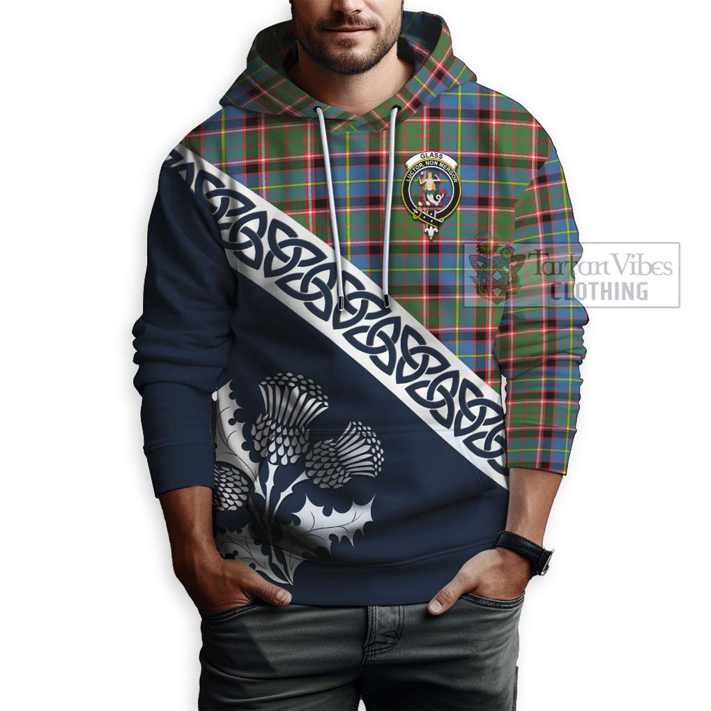 Tartan Vibes Clothing Glass Tartan Hoodie Featuring Thistle and Scotland Map