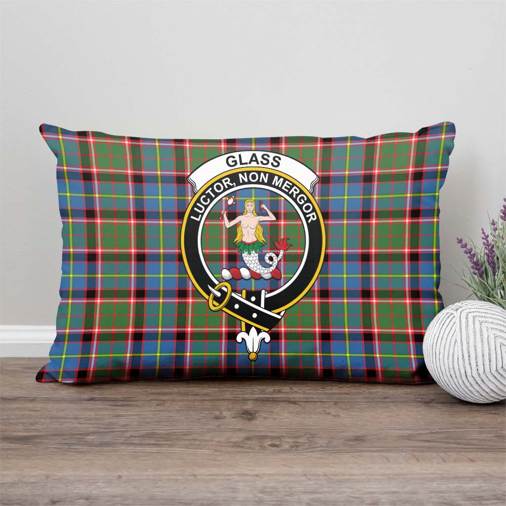 Glass Tartan Pillow Cover with Family Crest Rectangle Pillow Cover - Tartanvibesclothing