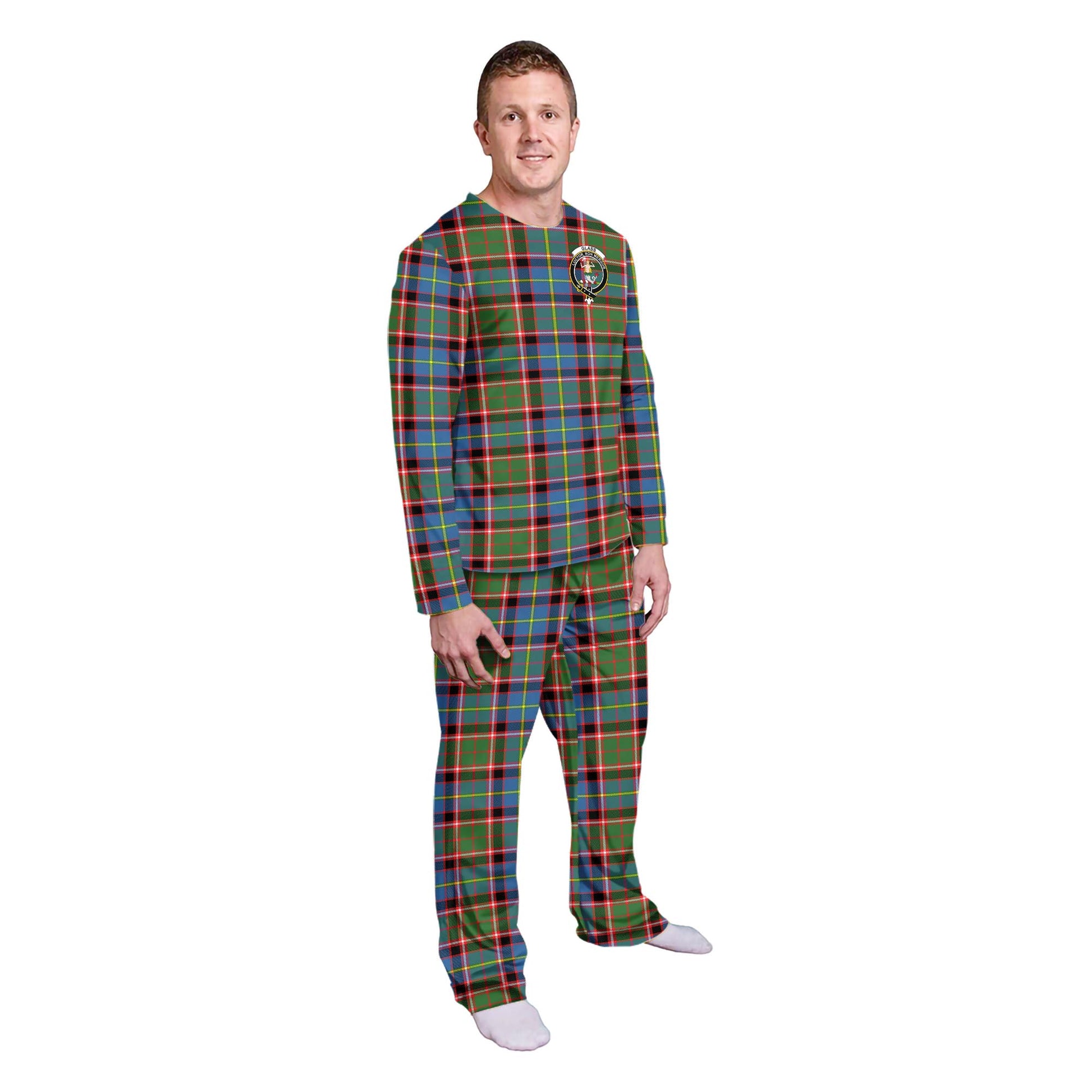 Glass Tartan Pajamas Family Set with Family Crest - Tartan Vibes Clothing