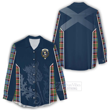 Glass Tartan Women's Casual Shirt with Family Crest and Scottish Thistle Vibes Sport Style