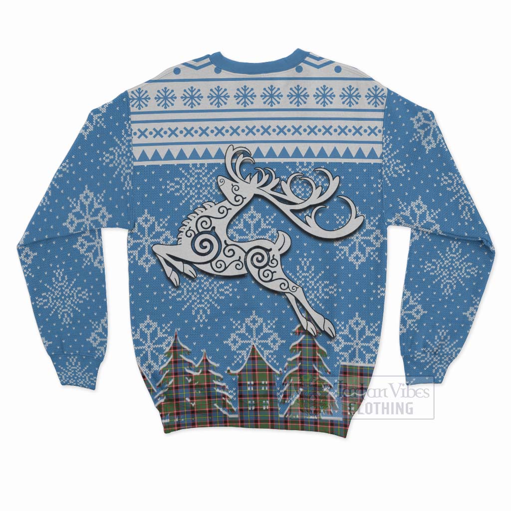 Tartan Vibes Clothing Glass Clan Christmas Sweatshirt Celtic Reindeer Style