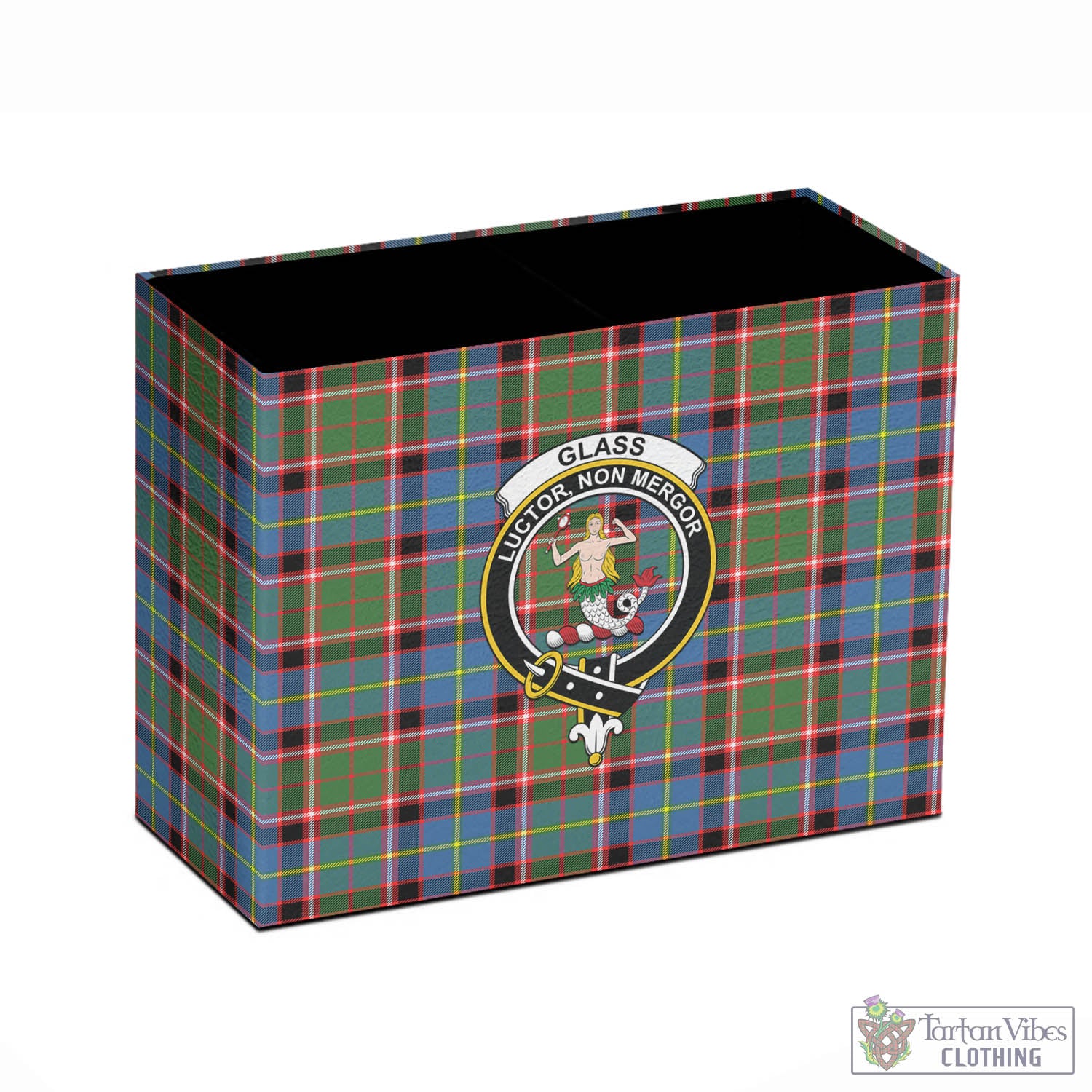 Tartan Vibes Clothing Glass Tartan Pen Holder with Family Crest