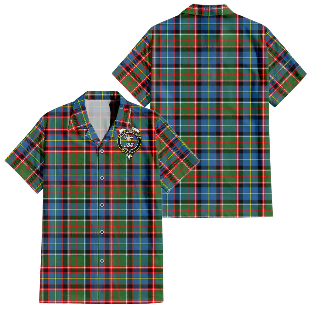 Glass Tartan Hawaiian Shirt with Family Crest - Tartan Vibes Clothing