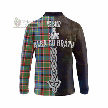 Glass Tartan Family Crest Long Sleeve Polo Shirt Alba Gu Brath Be Brave Lion Ancient Style - Tartan Vibes Clothing