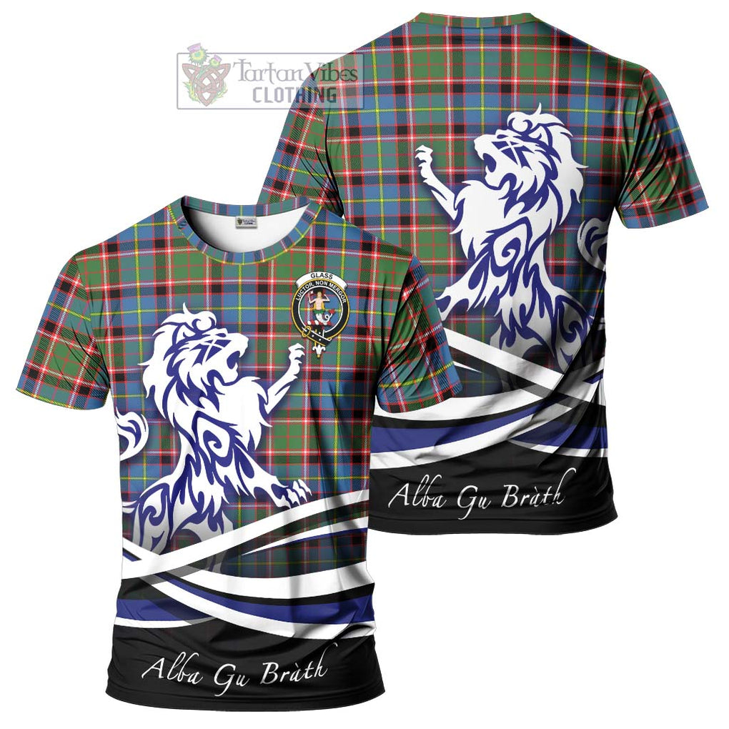 Tartan Vibes Clothing Glass Tartan Cotton T-shirt with Alba Gu Brath Regal Lion Emblem