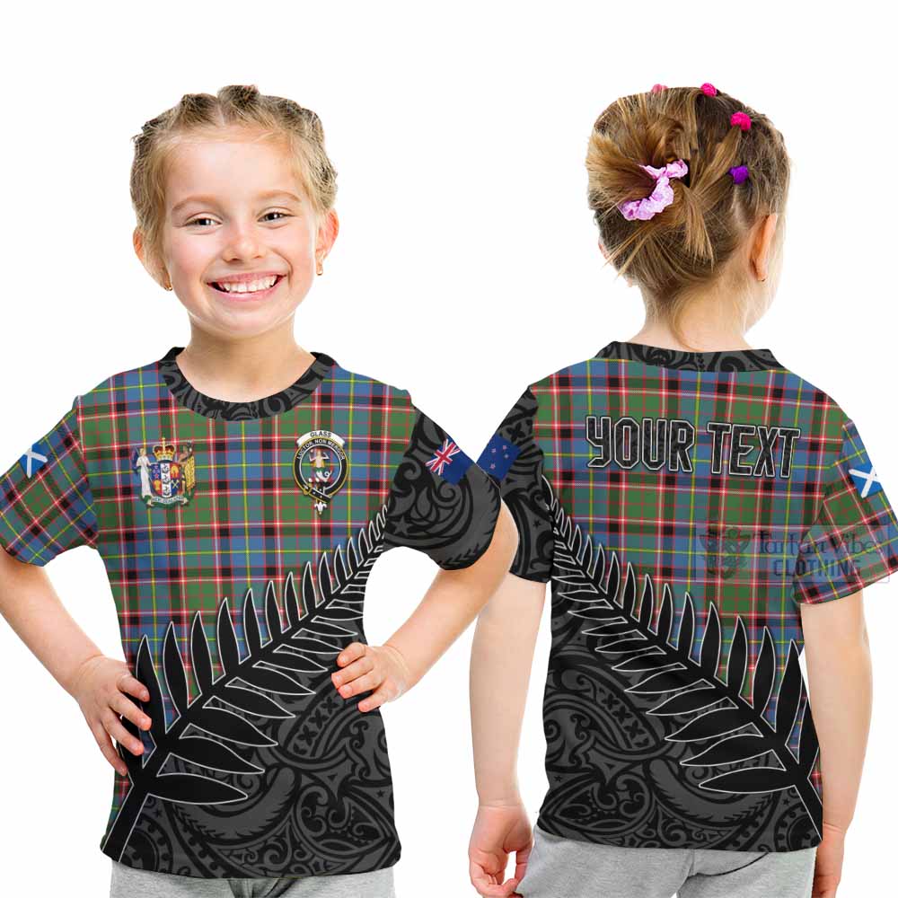 Tartan Vibes Clothing Glass Crest Tartan Kid T-Shirt with New Zealand Silver Fern Half Style