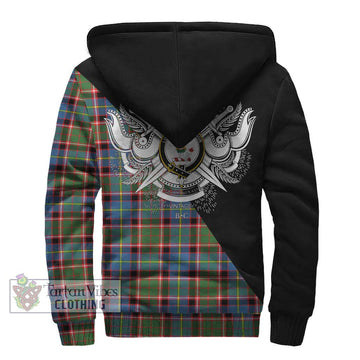 Glass Tartan Sherpa Hoodie with Family Crest and Military Logo Style