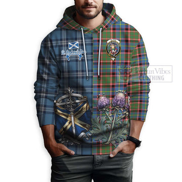 Glass Tartan Hoodie Happy St. Andrew's Day Half Tartan Style