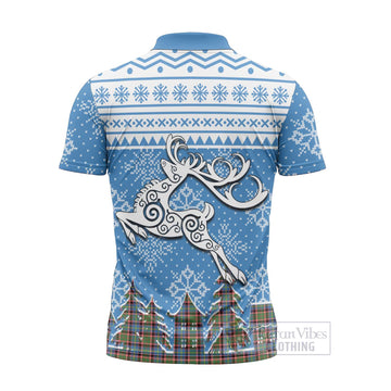 Glass Clan Christmas Zipper Polo Shirt Celtic Reindeer Style