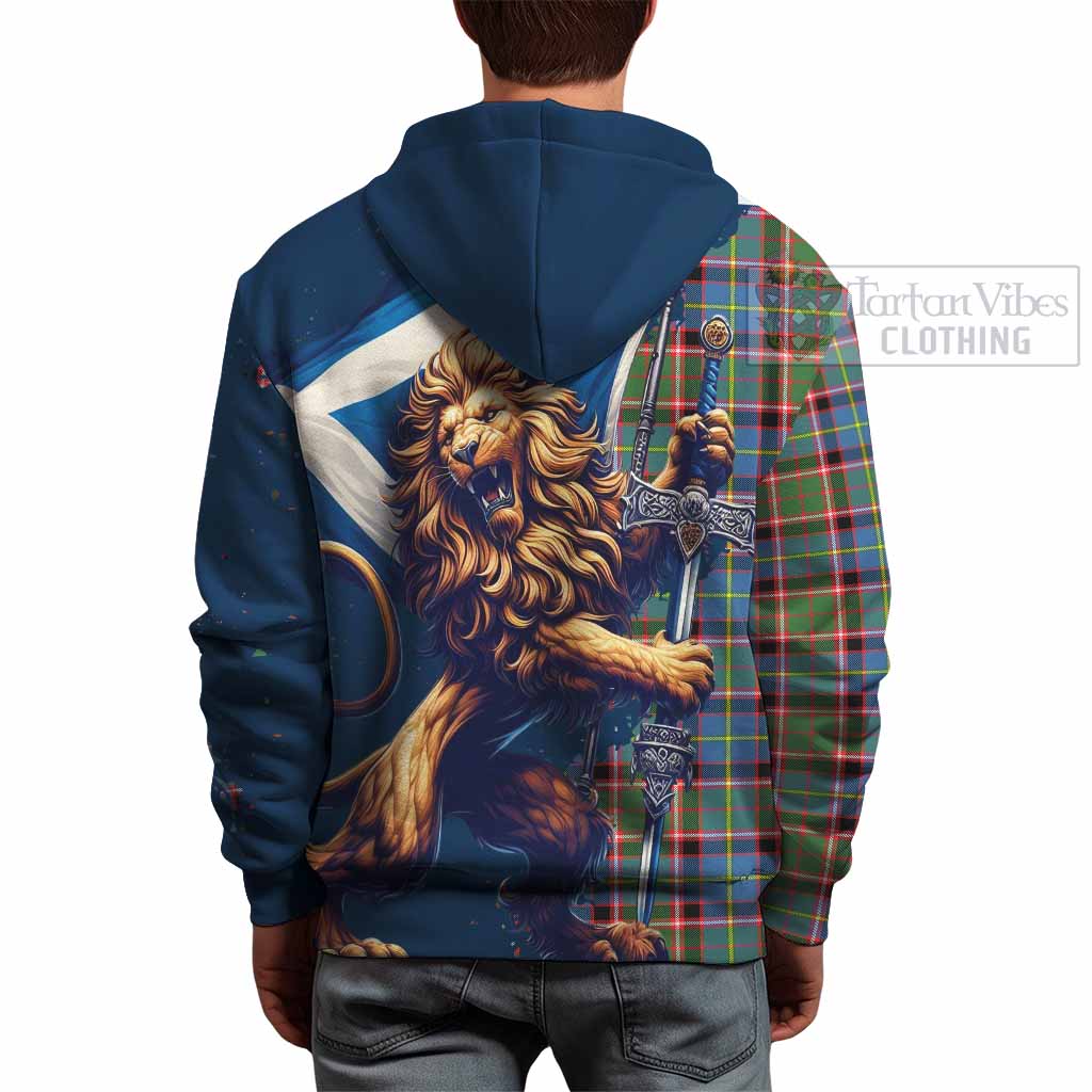 Tartan Vibes Clothing Glass Tartan Family Crest Hoodie with Scottish Majestic Lion