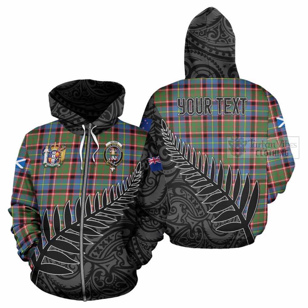 Tartan Vibes Clothing Glass Crest Tartan Hoodie with New Zealand Silver Fern Half Style