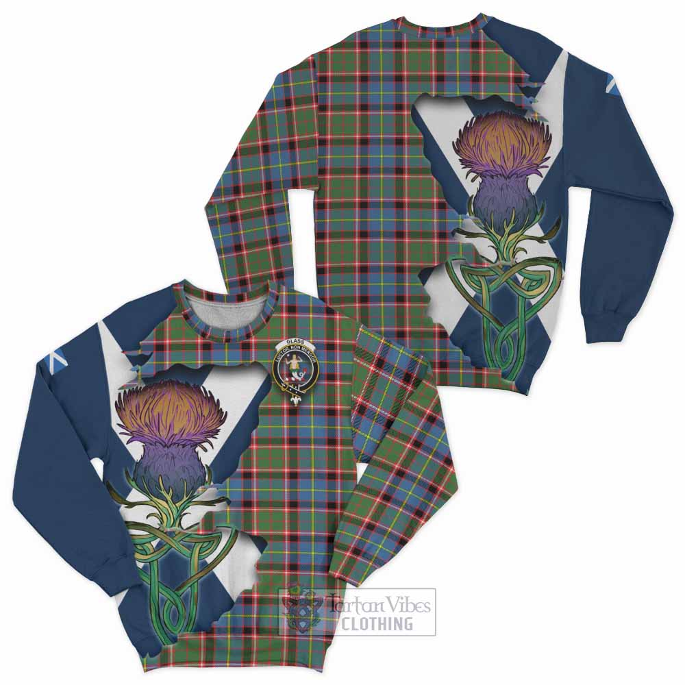 Glass Tartan Family Crest Sweatshirt Scottish Thistle Celtic Inspired - Tartan Vibes Clothing
