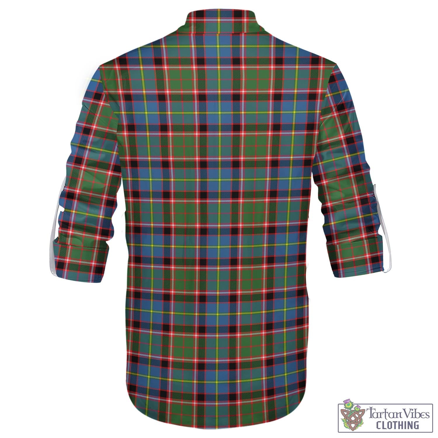 Tartan Vibes Clothing Glass Tartan Men's Scottish Traditional Jacobite Ghillie Kilt Shirt with Family Crest