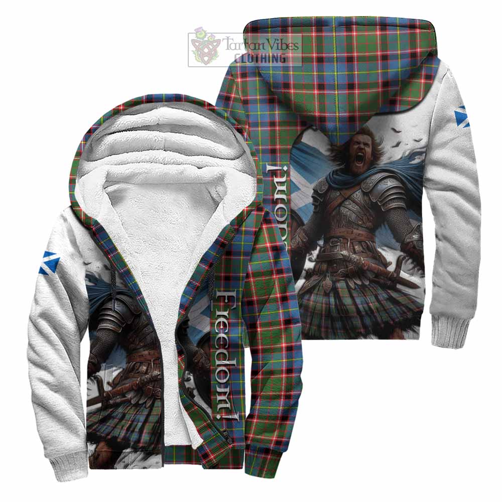 Tartan Vibes Clothing Glass Crest Tartan Sherpa Hoodie Inspired by the Freedom of Scottish Warrior