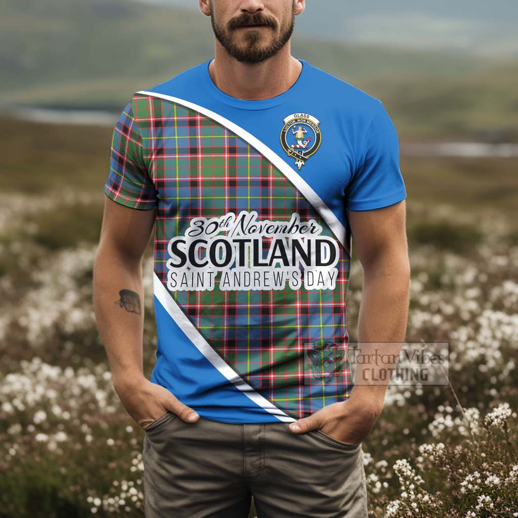 Tartan Vibes Clothing Glass Family Crest Tartan T-Shirt Celebrate Saint Andrew's Day in Style