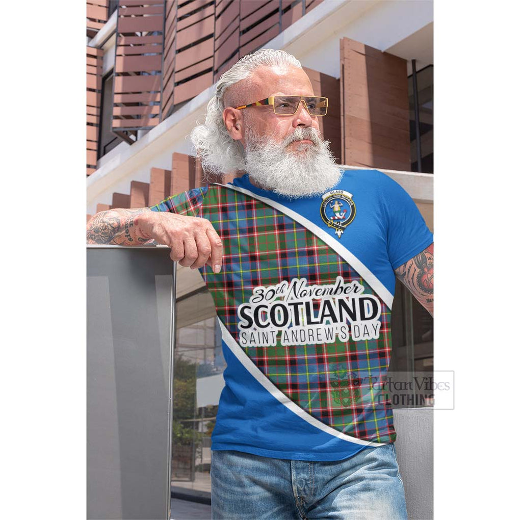 Tartan Vibes Clothing Glass Family Crest Tartan Cotton T-shirt Celebrate Saint Andrew's Day in Style