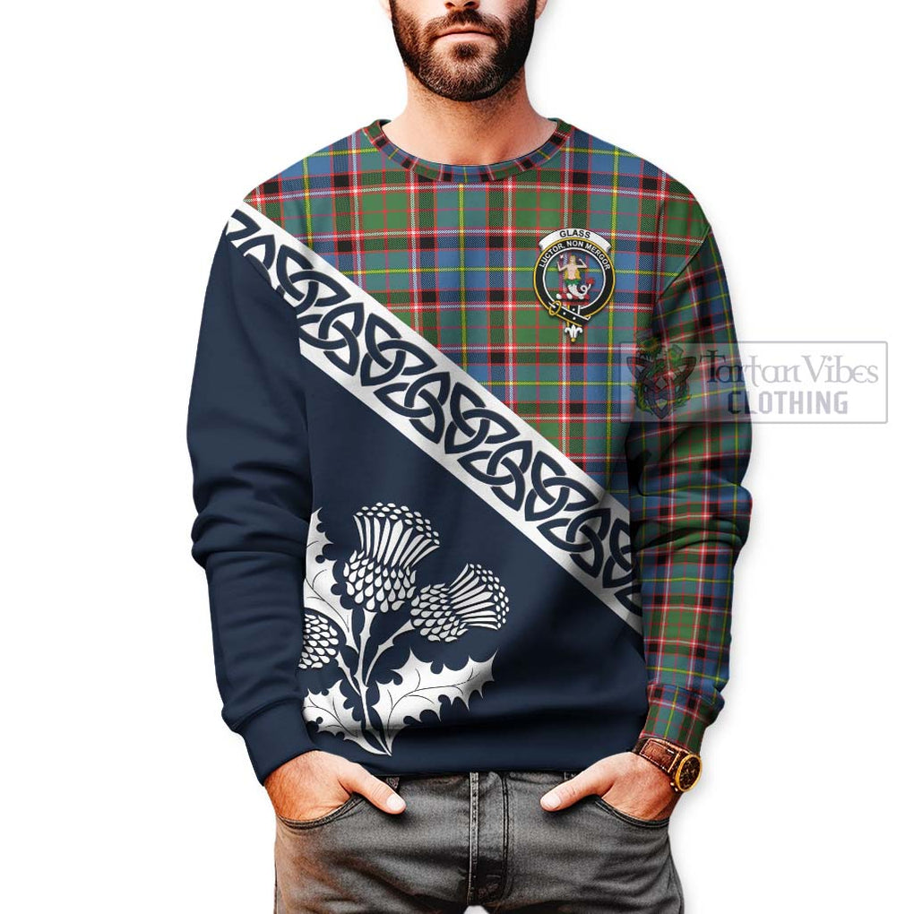 Tartan Vibes Clothing Glass Tartan Sweatshirt Featuring Thistle and Scotland Map