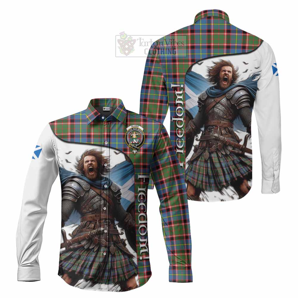 Tartan Vibes Clothing Glass Crest Tartan Long Sleeve Button Shirt Inspired by the Freedom of Scottish Warrior