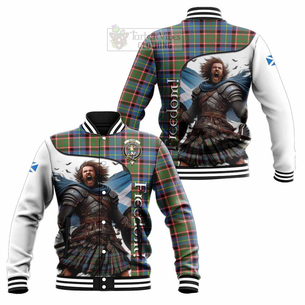 Tartan Vibes Clothing Glass Crest Tartan Baseball Jacket Inspired by the Freedom of Scottish Warrior