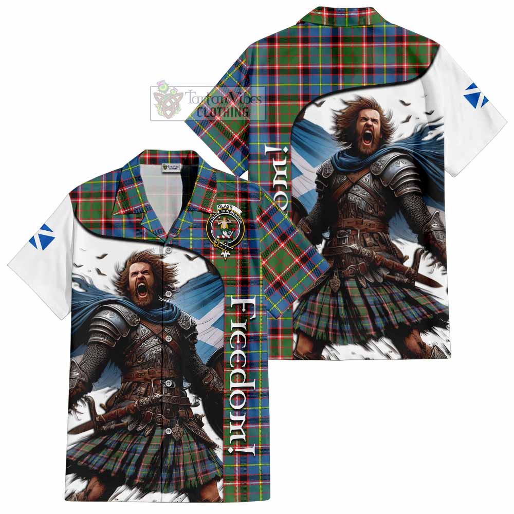 Tartan Vibes Clothing Glass Crest Tartan Short Sleeve Button Shirt Inspired by the Freedom of Scottish Warrior