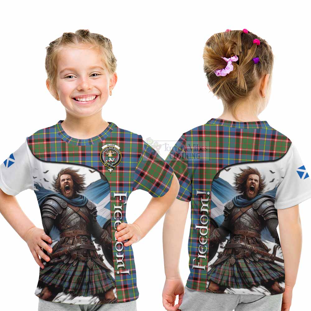 Tartan Vibes Clothing Glass Crest Tartan Kid T-Shirt Inspired by the Freedom of Scottish Warrior