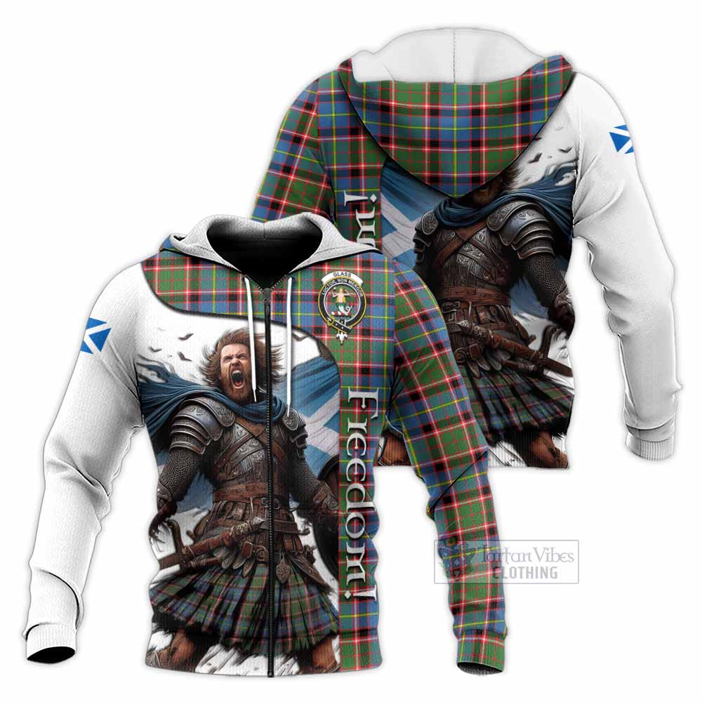 Tartan Vibes Clothing Glass Crest Tartan Knitted Hoodie Inspired by the Freedom of Scottish Warrior