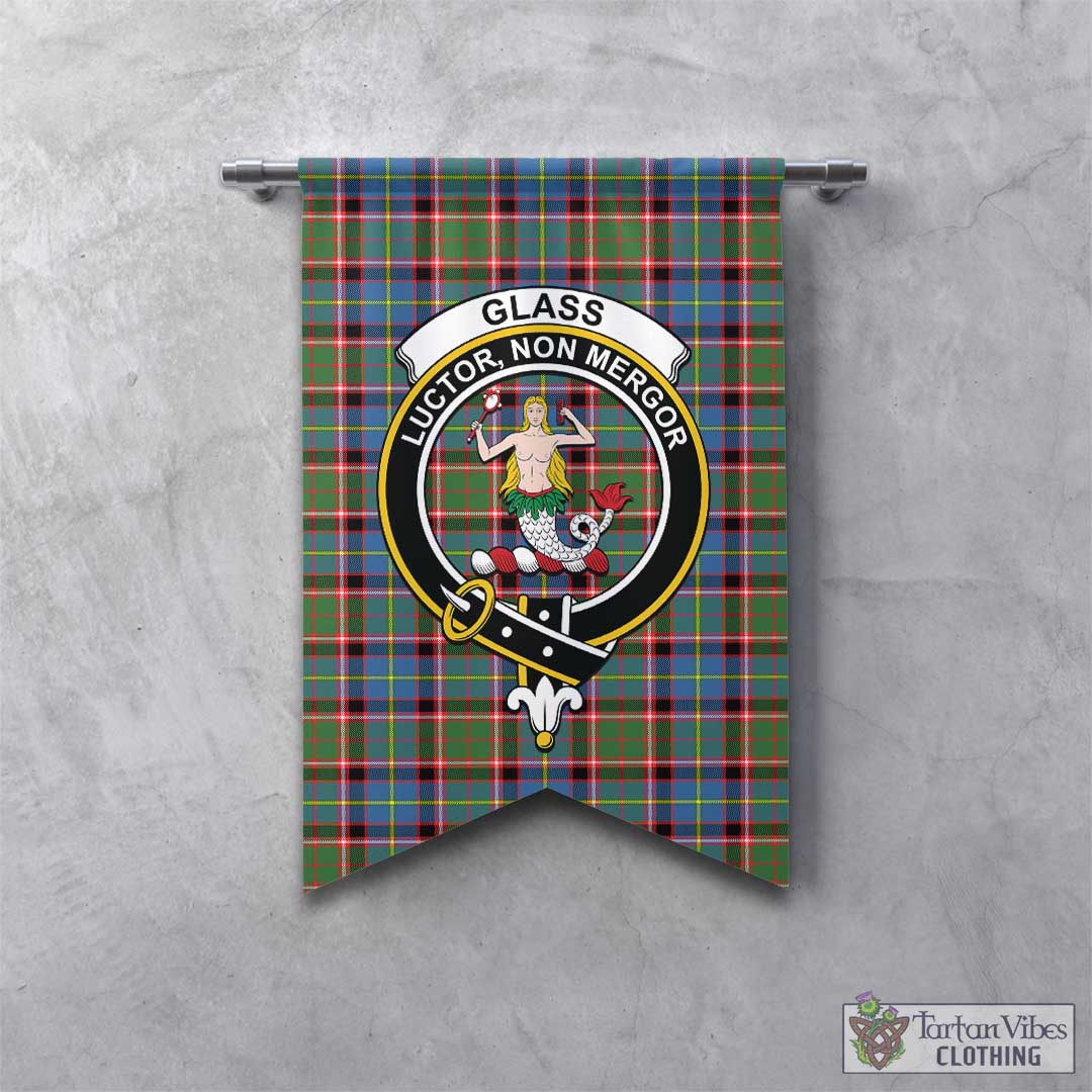 Tartan Vibes Clothing Glass Tartan Gonfalon, Tartan Banner with Family Crest