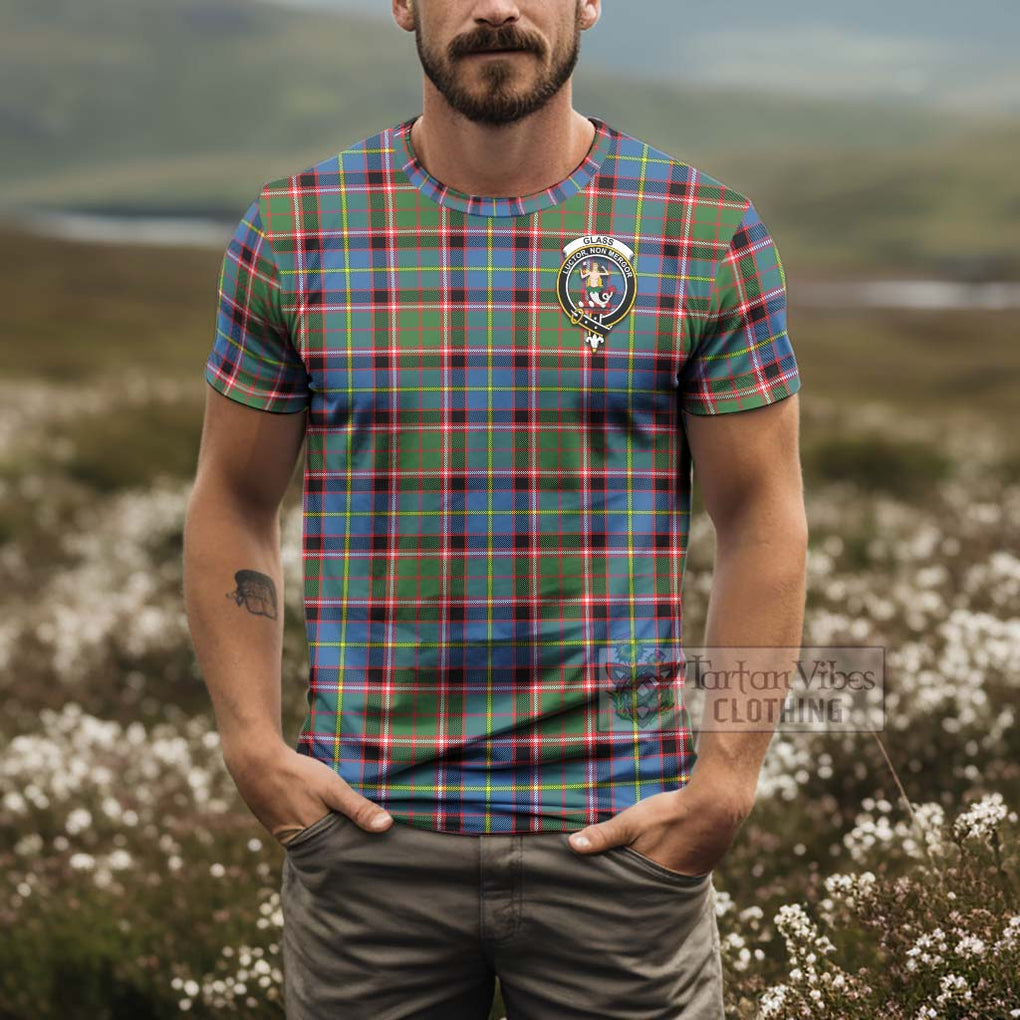 Tartan Vibes Clothing Glass Tartan T-Shirt with Family Crest and Bearded Skull Holding Bottles of Whiskey