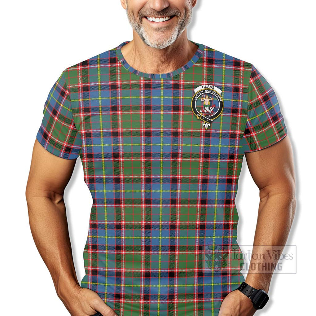 Tartan Vibes Clothing Glass Tartan T-Shirt with Family Crest Celtic Skull Style