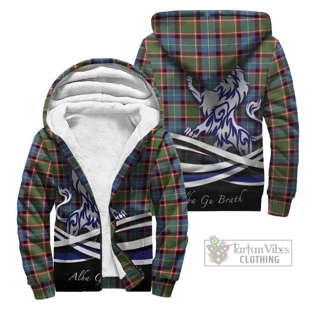 Glass Tartan Sherpa Hoodie with Alba Gu Brath Regal Lion Emblem Unisex - Tartanvibesclothing Shop