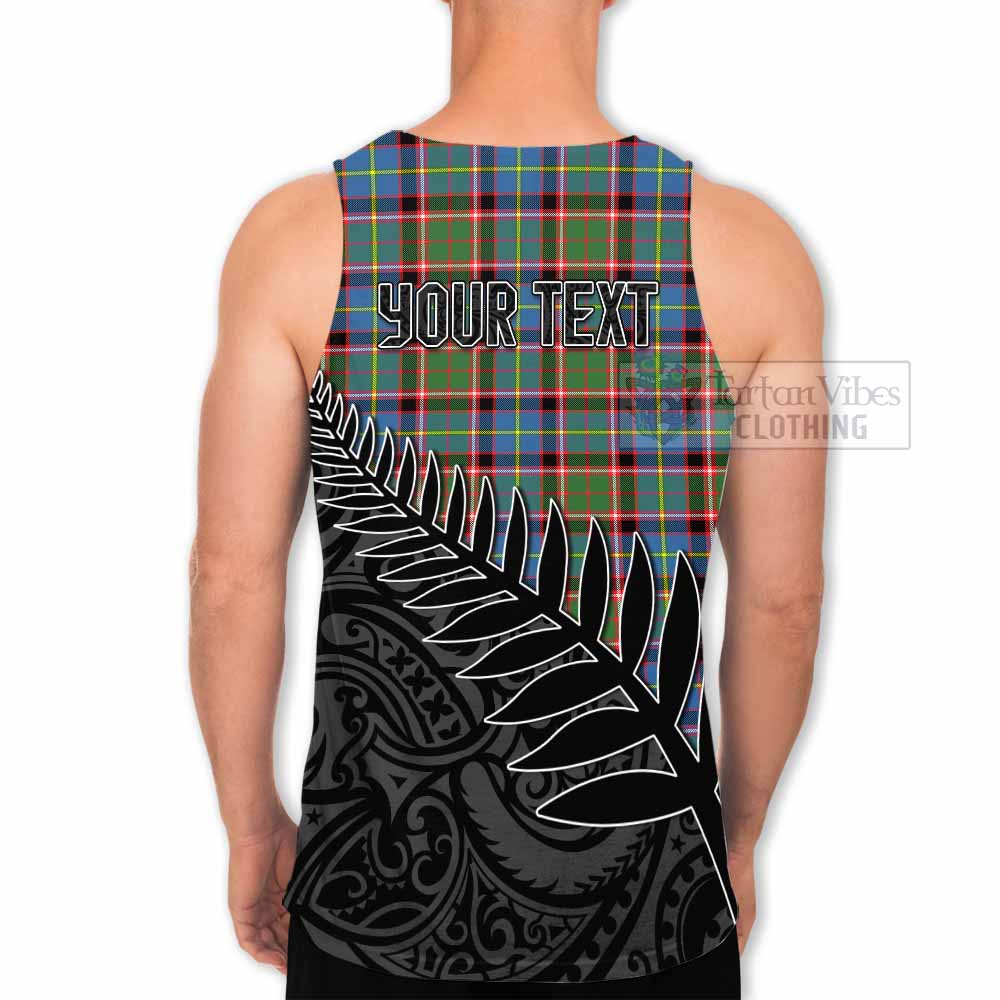 Tartan Vibes Clothing Glass Crest Tartan Men's Tank Top with New Zealand Silver Fern Half Style