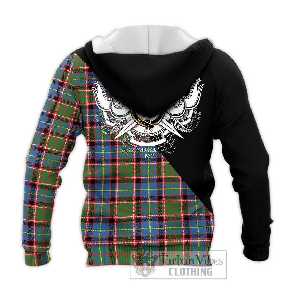 Glass Tartan Knitted Hoodie with Family Crest and Military Logo Style - Tartanvibesclothing Shop