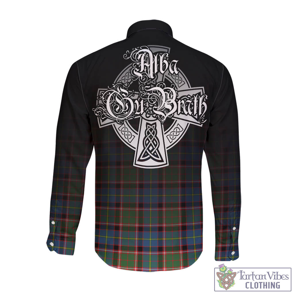 Tartan Vibes Clothing Glass Tartan Long Sleeve Button Up Featuring Alba Gu Brath Family Crest Celtic Inspired