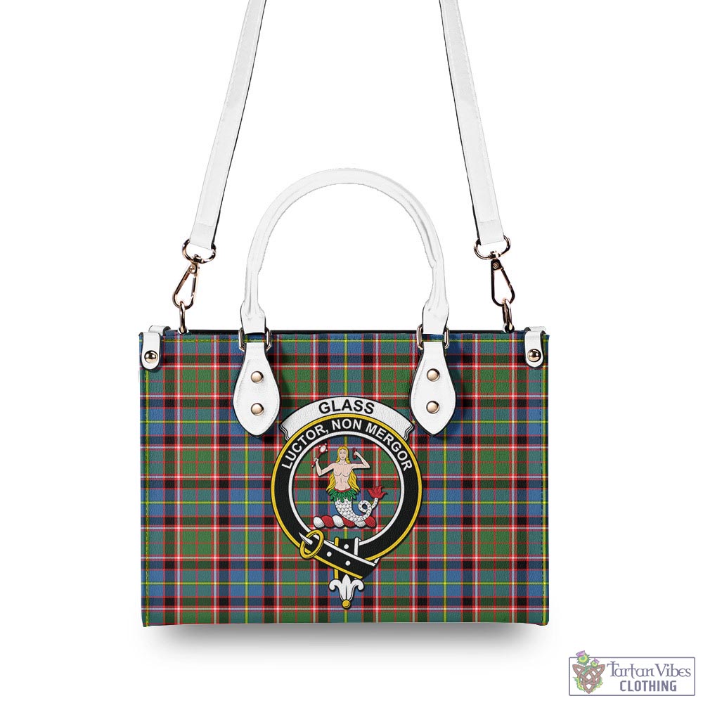 Tartan Vibes Clothing Glass Tartan Luxury Leather Handbags with Family Crest