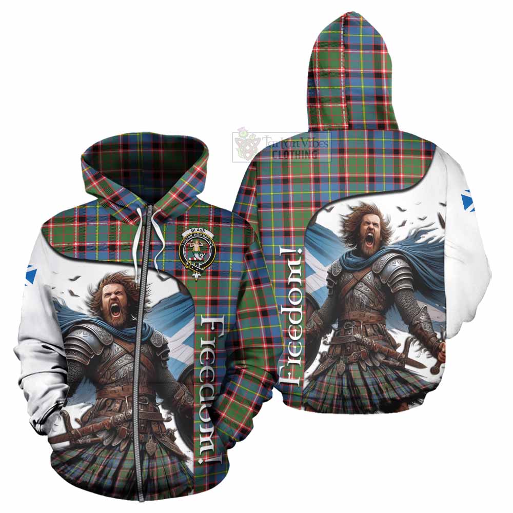 Tartan Vibes Clothing Glass Crest Tartan Hoodie Inspired by the Freedom of Scottish Warrior