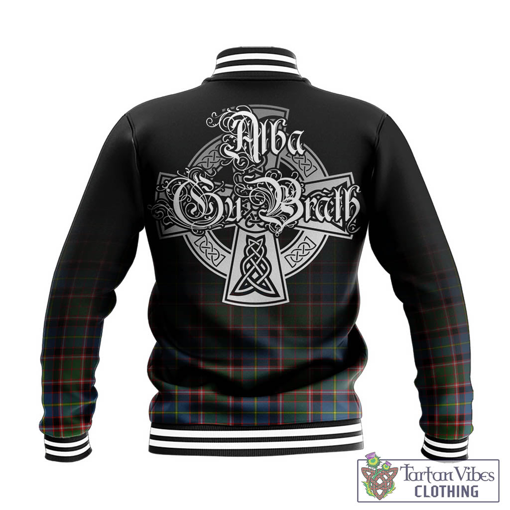 Tartan Vibes Clothing Glass Tartan Baseball Jacket Featuring Alba Gu Brath Family Crest Celtic Inspired