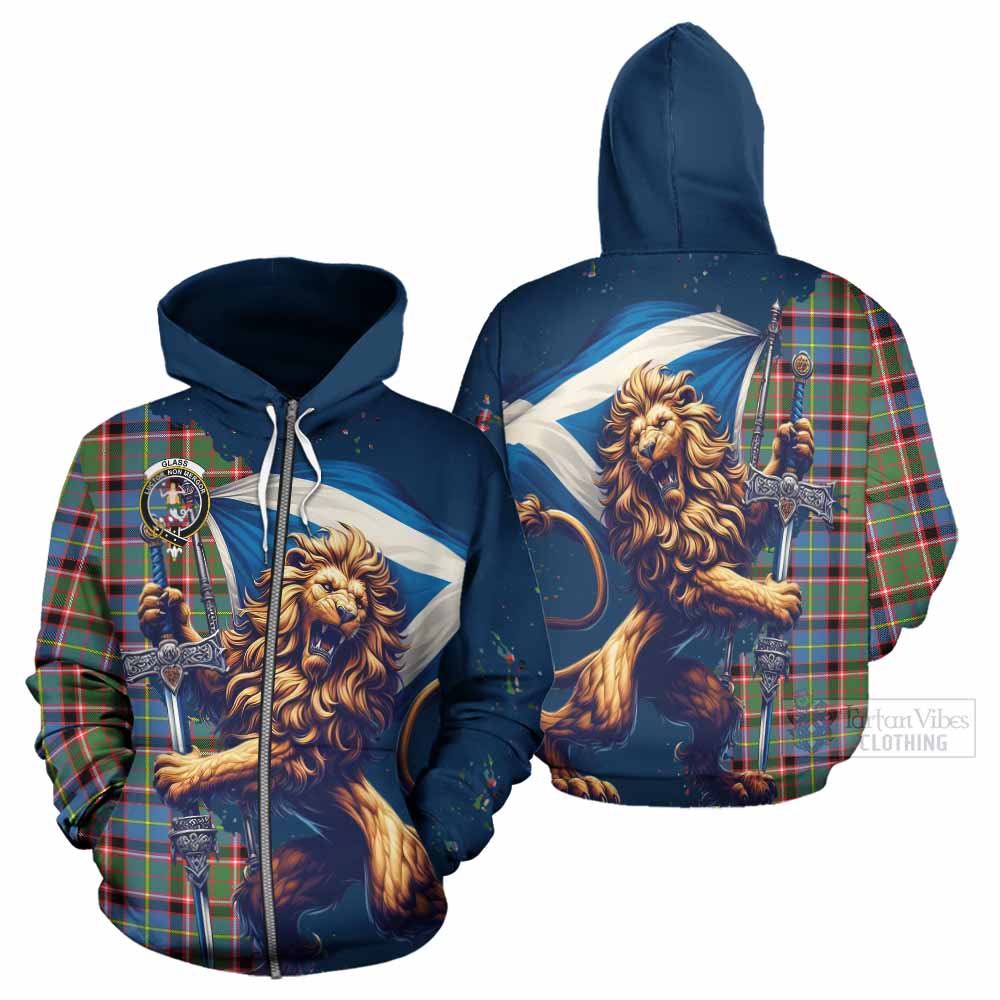 Tartan Vibes Clothing Glass Tartan Family Crest Hoodie with Scottish Majestic Lion