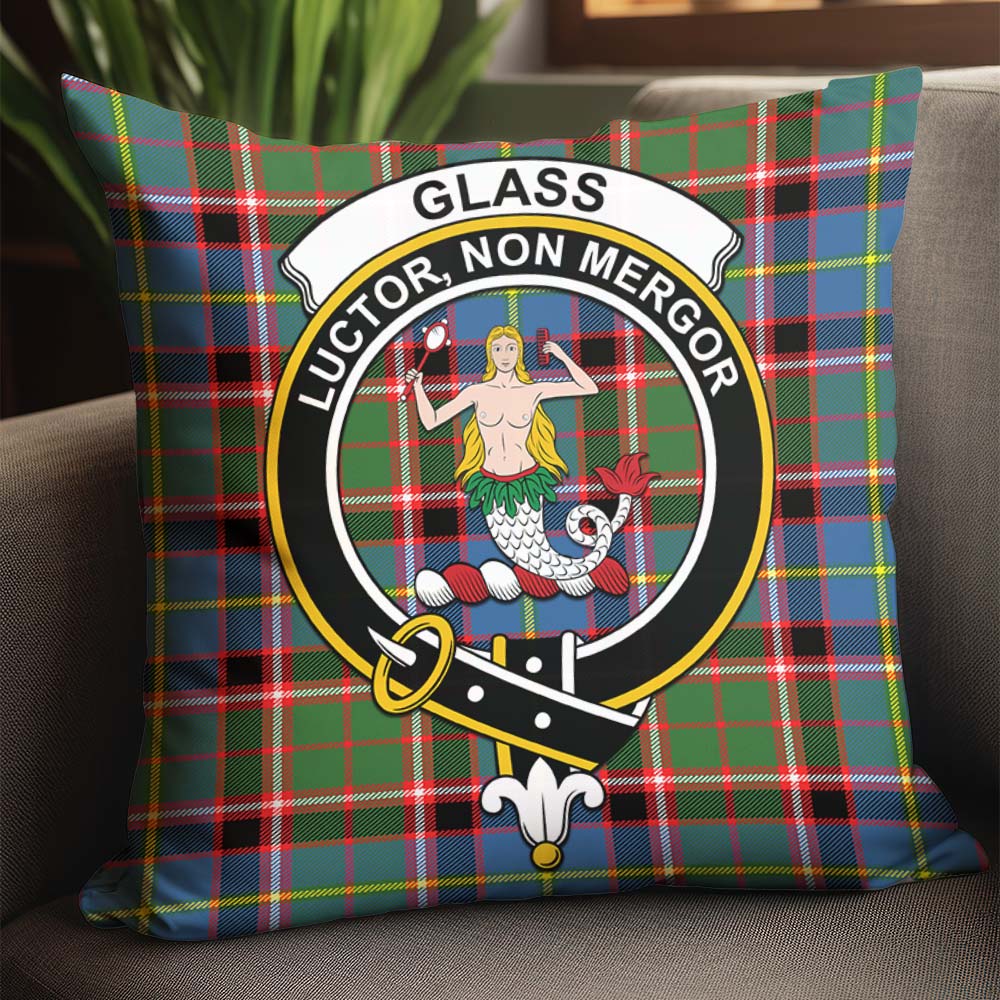 Glass Tartan Pillow Cover with Family Crest - Tartanvibesclothing