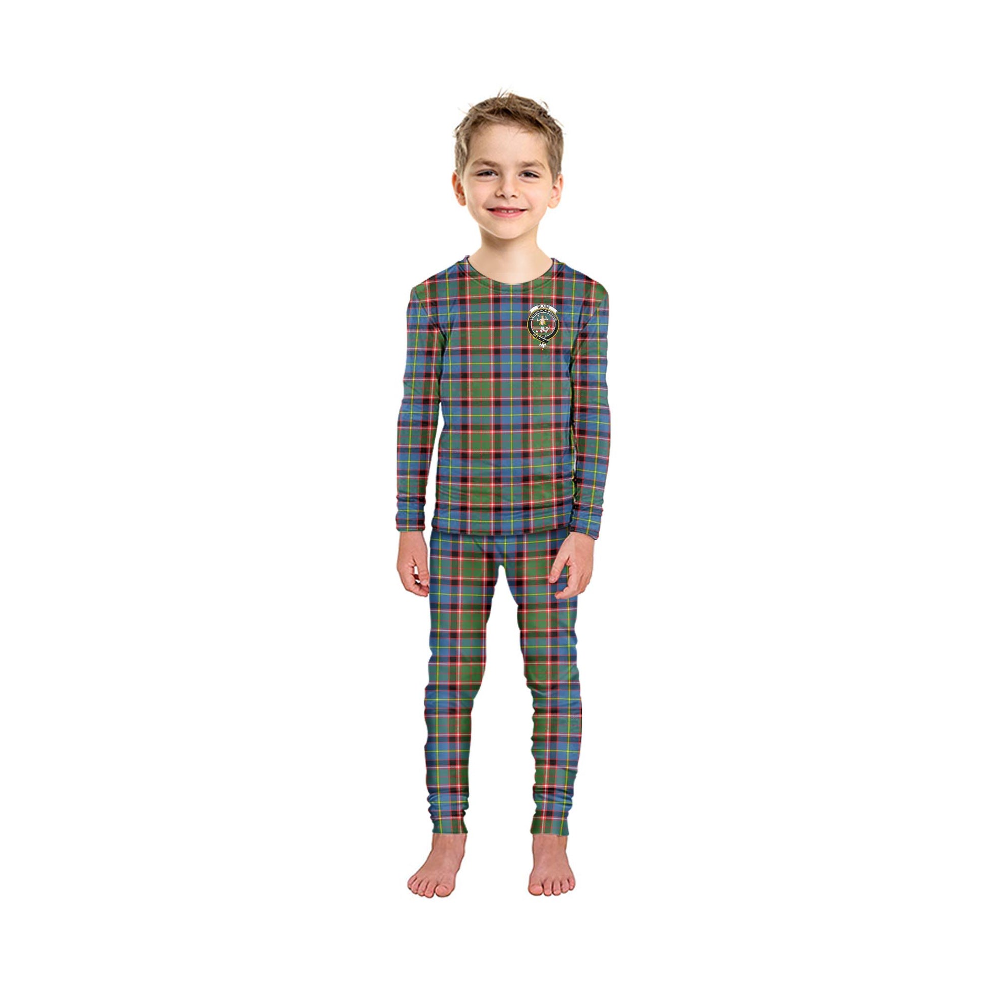 Glass Tartan Pajamas Family Set with Family Crest - Tartan Vibes Clothing