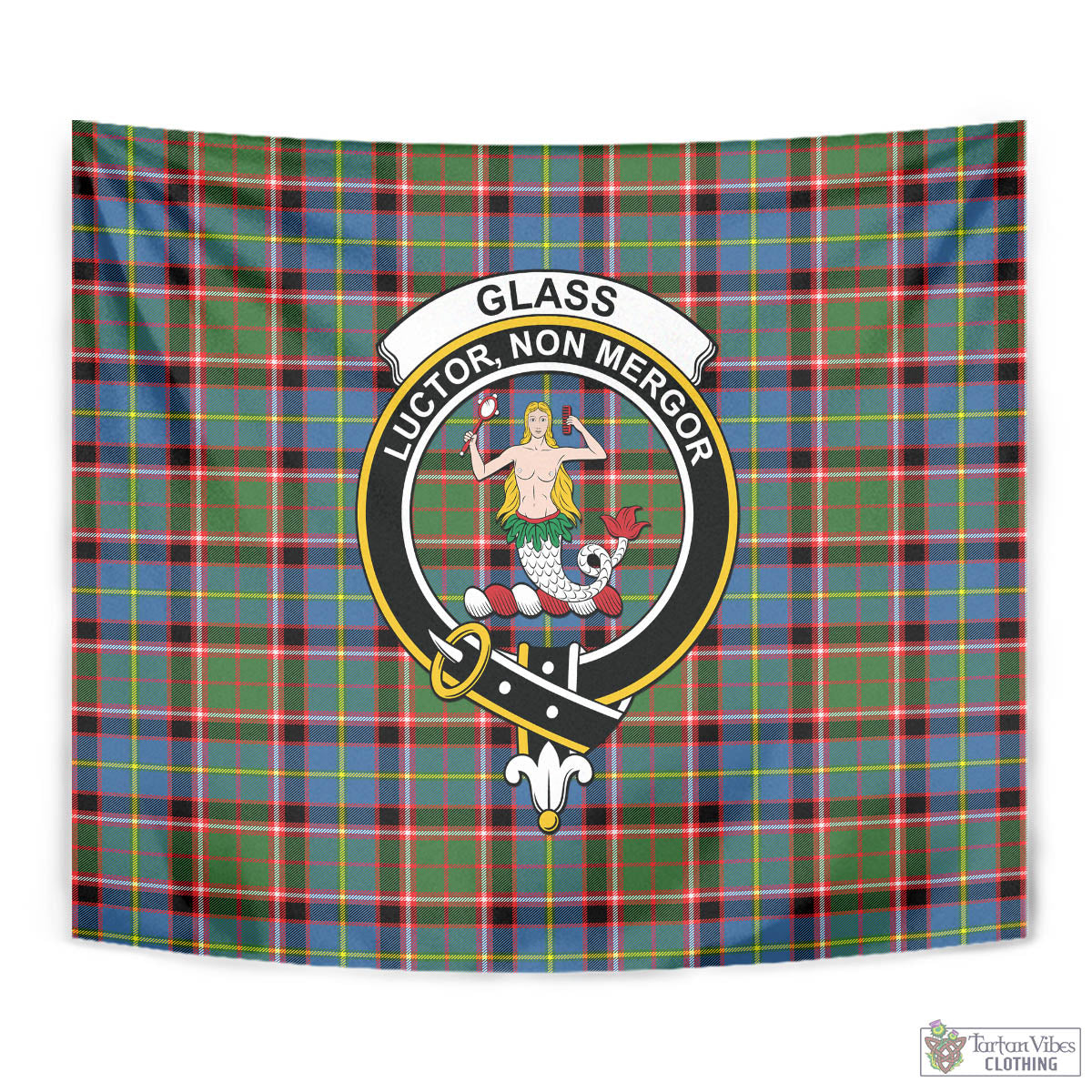 Tartan Vibes Clothing Glass Tartan Tapestry Wall Hanging and Home Decor for Room with Family Crest