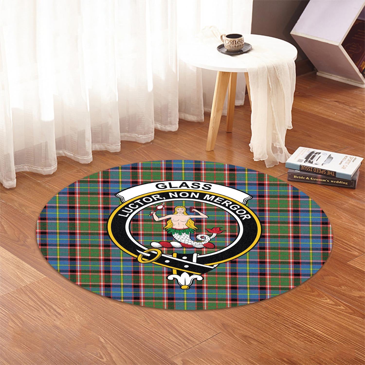 glass-tartan-round-rug-with-family-crest