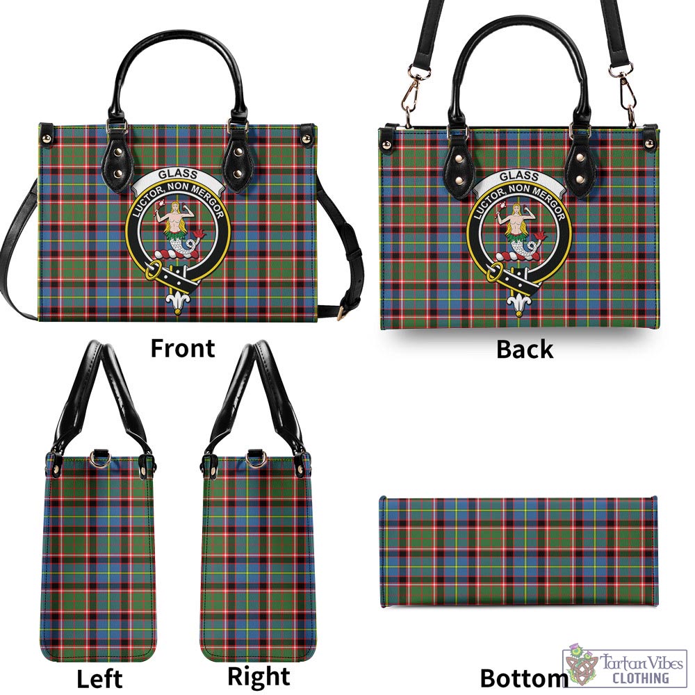 Tartan Vibes Clothing Glass Tartan Luxury Leather Handbags with Family Crest