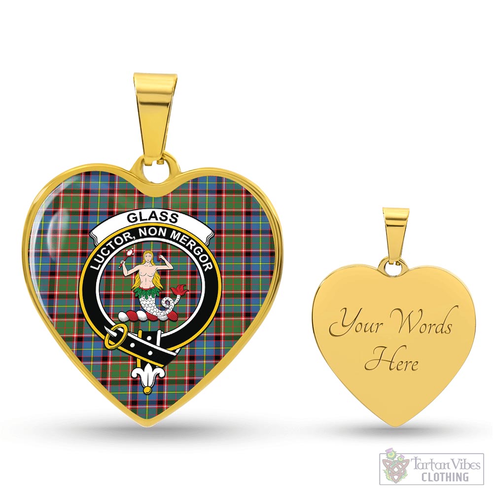 Tartan Vibes Clothing Glass Tartan Heart Necklace with Family Crest