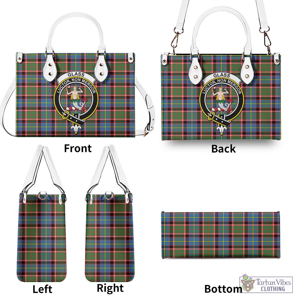 Tartan Vibes Clothing Glass Tartan Luxury Leather Handbags with Family Crest