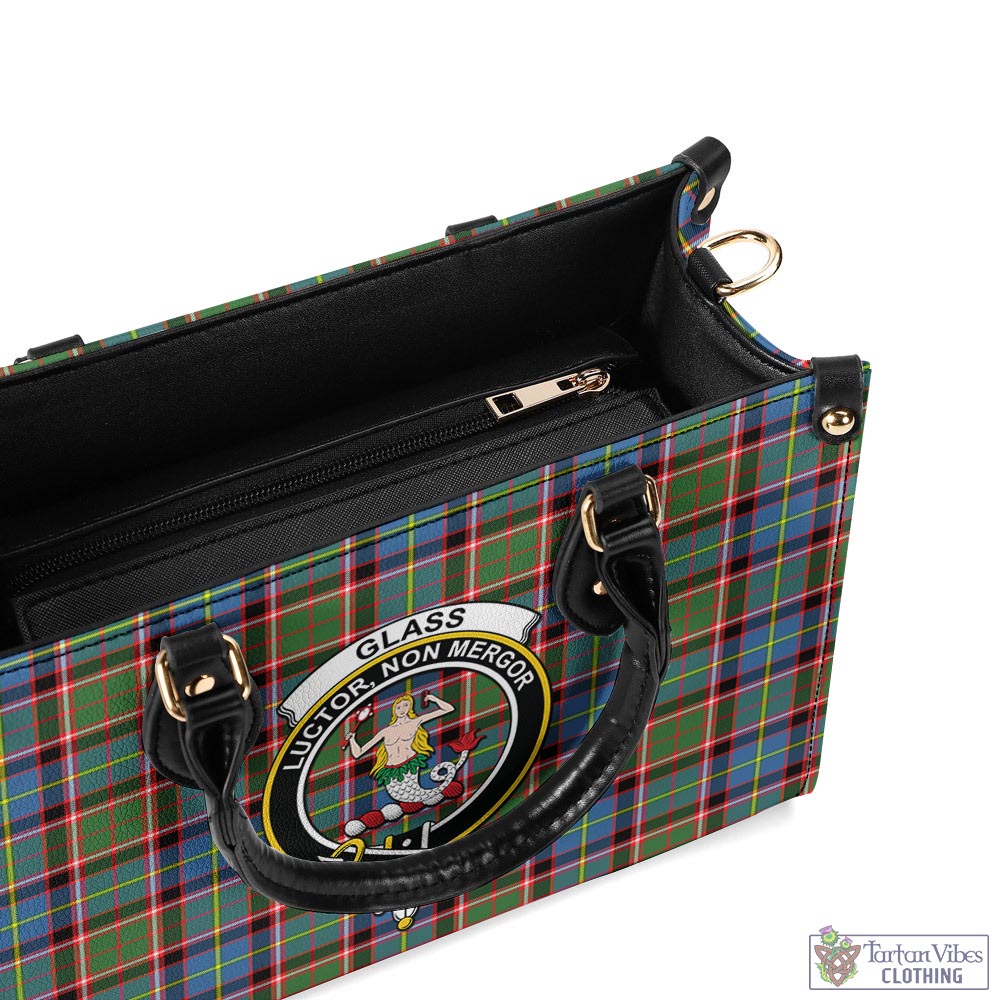 Tartan Vibes Clothing Glass Tartan Luxury Leather Handbags with Family Crest