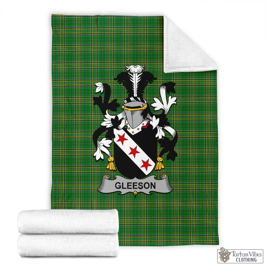 Tartan Vibes Clothing Gleeson Irish Clan Tartan Blanket with Coat of Arms