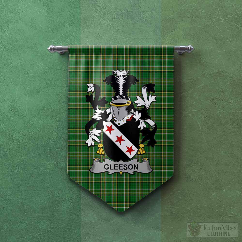 Gleeson Irish Clan Tartan Gonfalon, Tartan Banner with Coat of Arms Chevron - Tartan Vibes Clothing