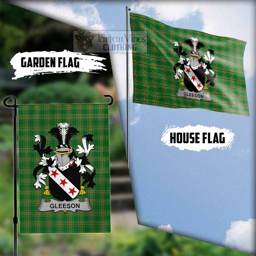 Tartan Vibes Clothing Gleeson Irish Clan Flag with Coat of Arms