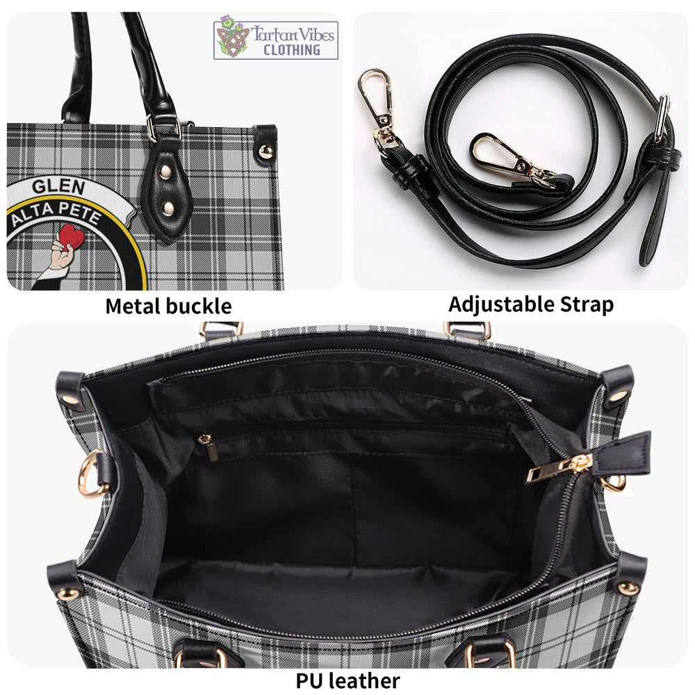 Tartan Vibes Clothing Glen Tartan Luxury Leather Handbags with Family Crest