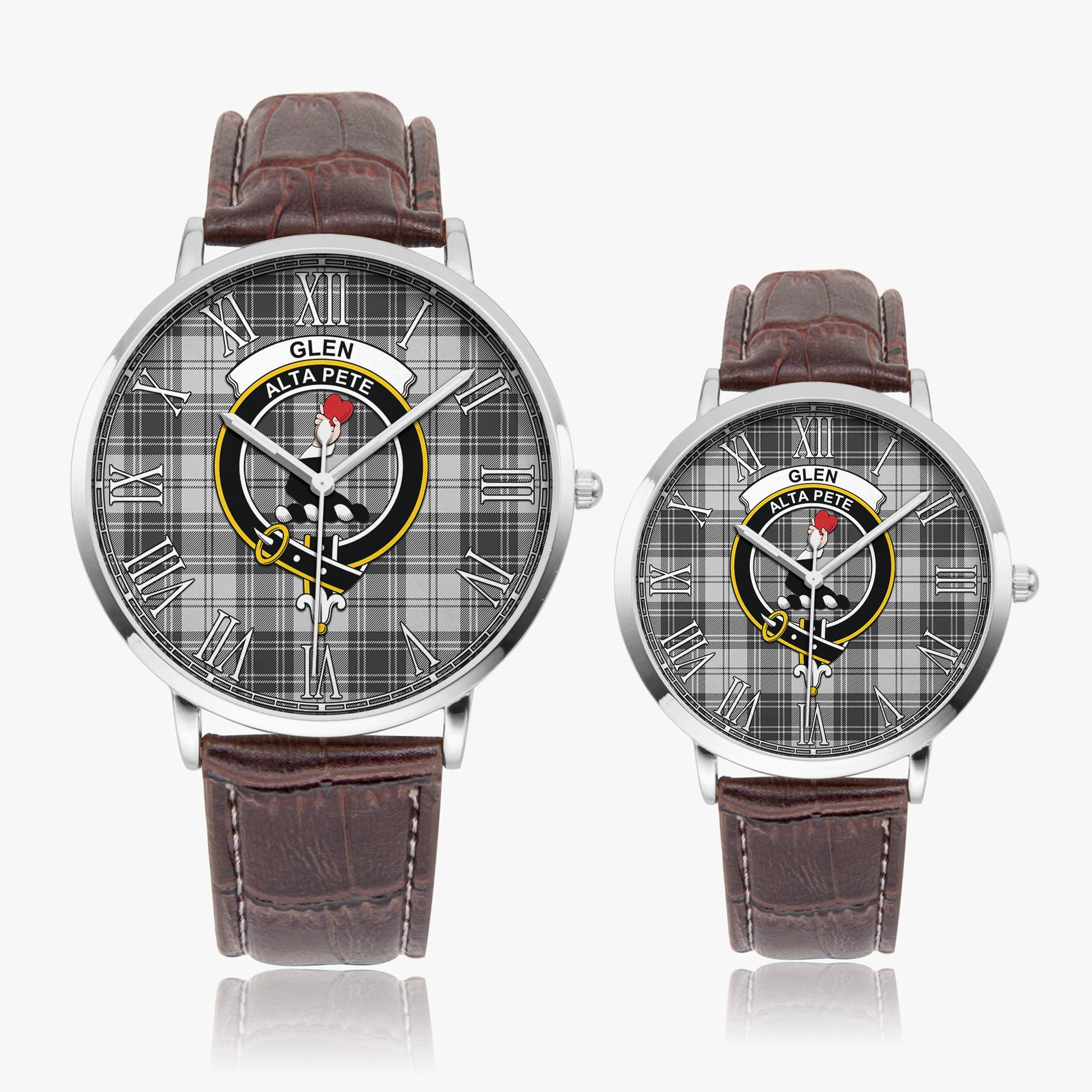 Glen Tartan Family Crest Leather Strap Quartz Watch - Tartanvibesclothing